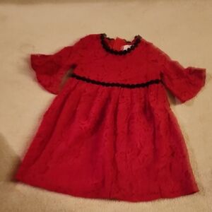 Kate Spade Red Lace Kids Dress with Black Trim